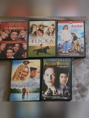 5 DVD'S. Freedom Writers, Flicka, St. Elmos Fire, Andre, Dust Factory LOT